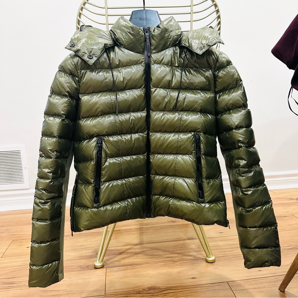 RUDSAK Melissa Metallic Green Puffer Down Jacket Winter Coat Olive Large - Picture 8 of 11